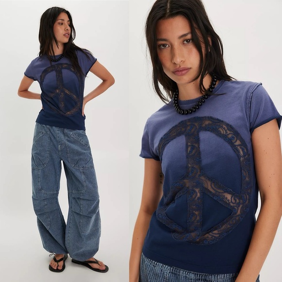 NWT- Tricia Fix x Free People Love Lace Tee - Picture 1 of 3